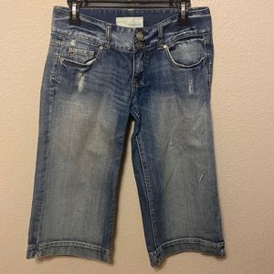 Maurices Distressed Wide Leg Cropped Jeans